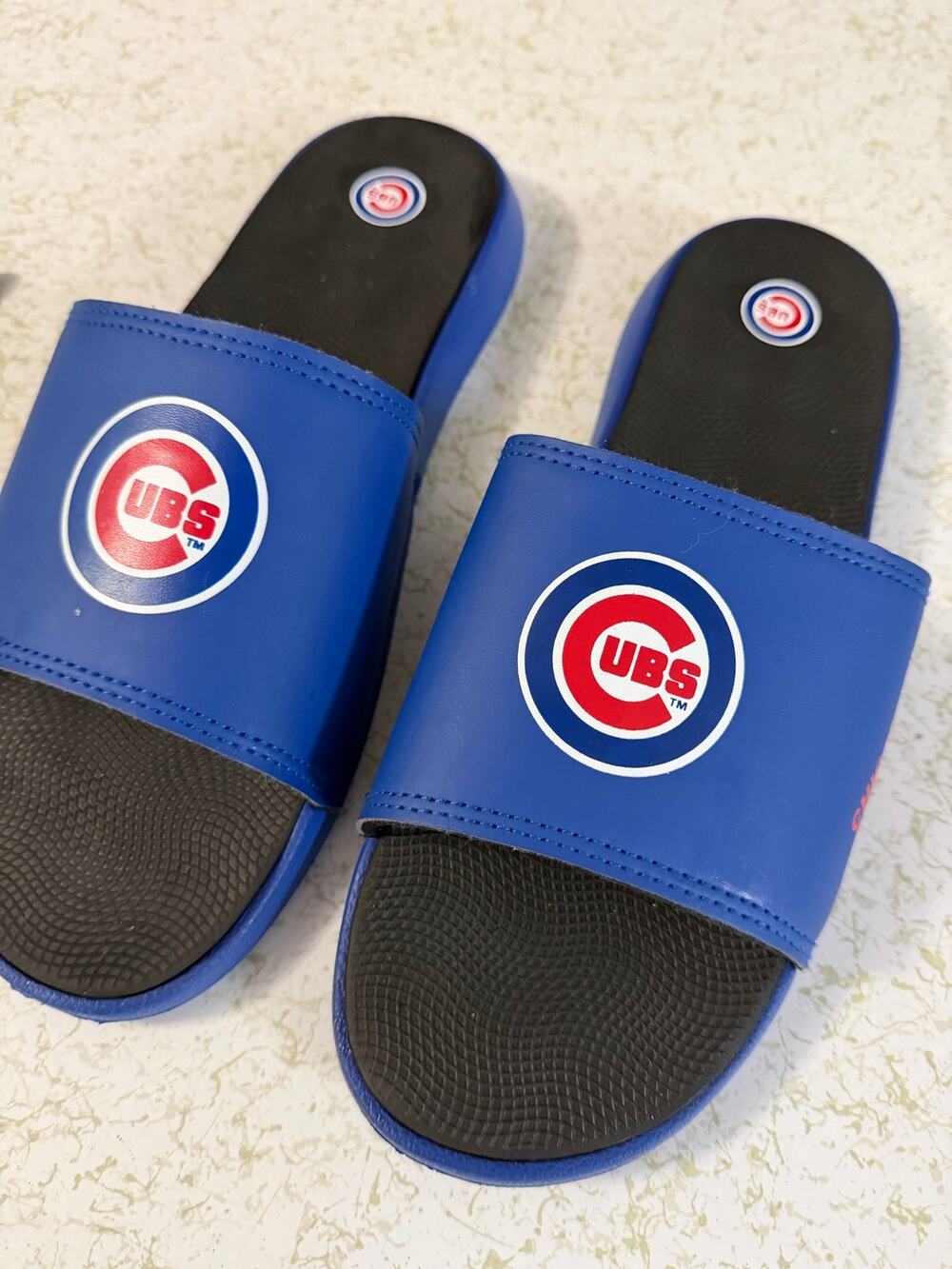 Chicago Cubs Slide Sandals Men’s XL (12-14) Blue MLB Logo Slip On Slides